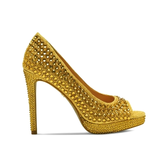Thalia Sodi Womens Gold 1"Platform Embellish Size 7.5M - Picture 2 of 4